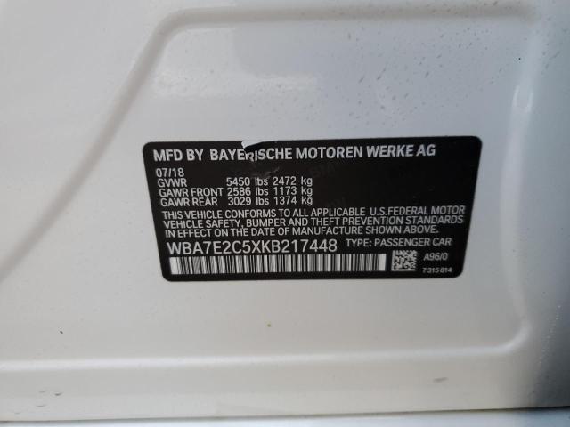 Photo 10 from auction – 2019 BMW 740 I with VIN WBA7E2C5XKB217448