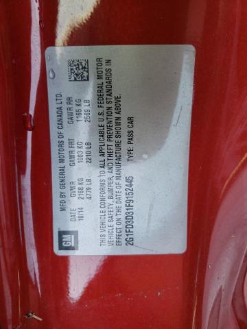 Photo 10 from auction – 2015 CHEVROLET CAMARO LT with VIN 2G1FD3D31F9152445