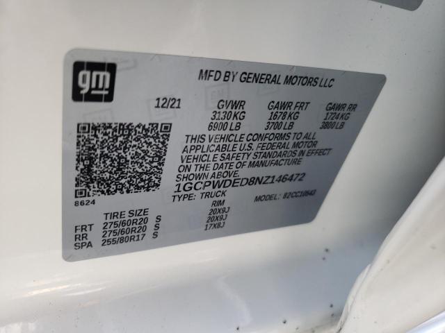 Photo 10 from auction – 2022 CHEVROLET SILVERADO with VIN 1GCPWDED8NZ146472