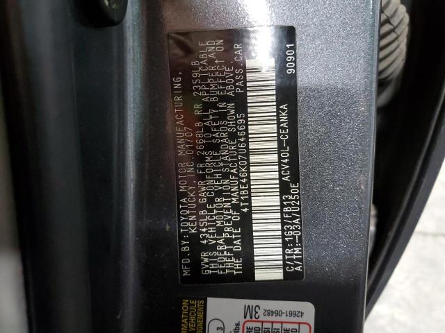 Photo 10 from auction – 2007 TOYOTA CAMRY CE with VIN 4T1BE46K07U646695