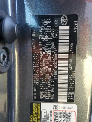 Photo 10 from auction – 2007 TOYOTA CAMRY CE with VIN 4T1BE46K67U097469
