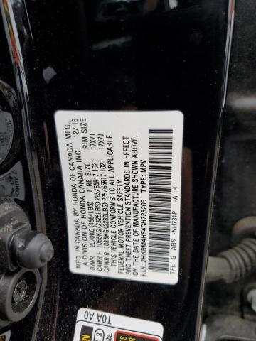 Photo 10 from auction – 2016 HONDA CR-V EX with VIN 2HKRM4H54GH728209