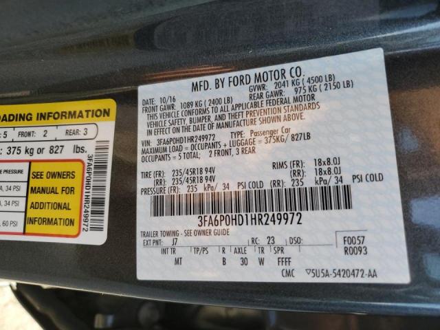 Photo 10 from auction – 2017 FORD FUSION SE with VIN 3FA6P0HD1HR249972