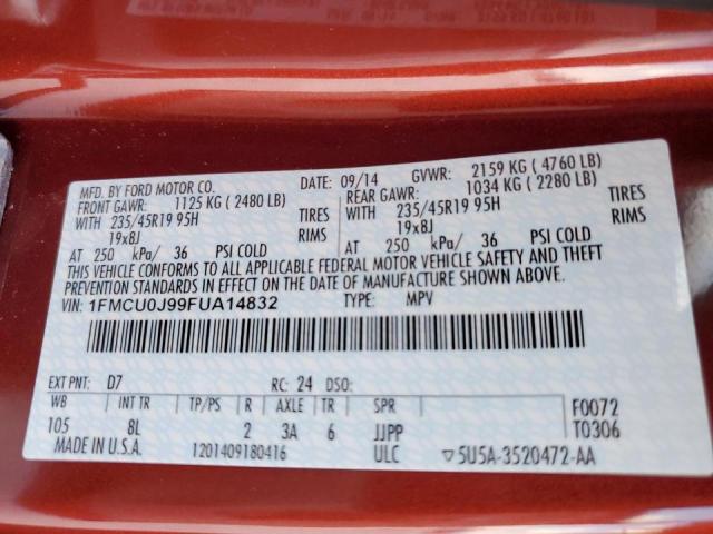 Photo 10 from auction – 2015 FORD ESCAPE TIT with VIN 1FMCU0J99FUA14832