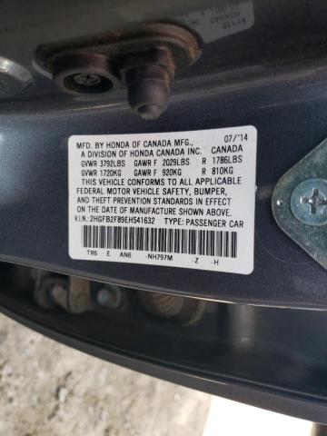 Photo 10 from auction – 2014 HONDA CIVIC EX with VIN 2HGFB2F89EH541632