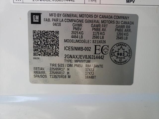 Photo 10 from auction – 2018 CHEVROLET EQUINOX LT with VIN 2GNAXJEV8J6314442