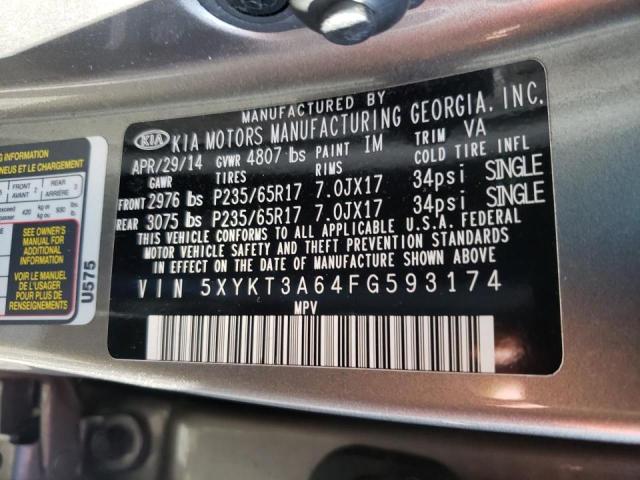 Photo 10 from auction – 2015 KIA SORENTO LX with VIN 5XYKT3A64FG593174