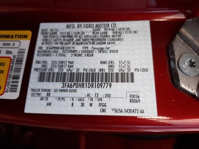 Photo 10 from auction – 2013 FORD FUSION with VIN 3FA6P0HR1DR109779