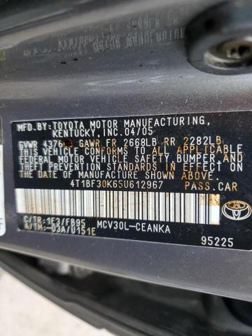 Photo 10 from auction – 2005 TOYOTA CAMRY LE with VIN 4T1BF30K65U612967