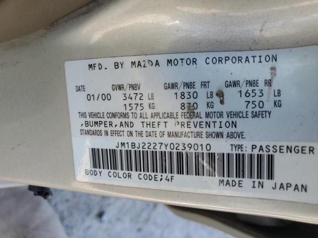 Photo 10 from auction – 2000 MAZDA PROTEGE DX with VIN JM1BJ2227Y0239010