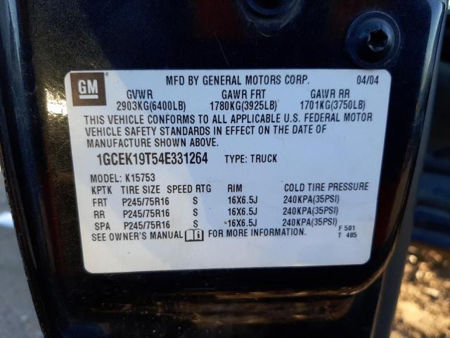 Photo 10 from auction – 2004 CHEVROLET SILVERADO with VIN 1GCEK19T54E331264