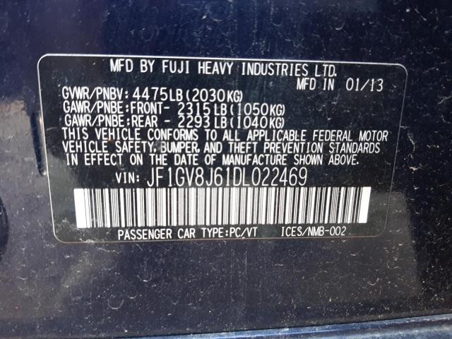 Photo 10 from auction – 2013 SUBARU IMPREZA WR with VIN JF1GV8J61DL022469