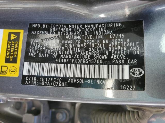 Photo 10 from auction – 2015 TOYOTA CAMRY LE with VIN 4T4BF1FK3FR515700