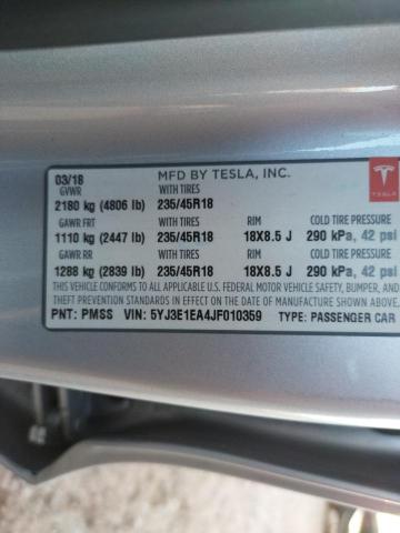 Photo 10 from auction – 2018 TESLA MODEL 3 with VIN 5YJ3E1EA4JF010359