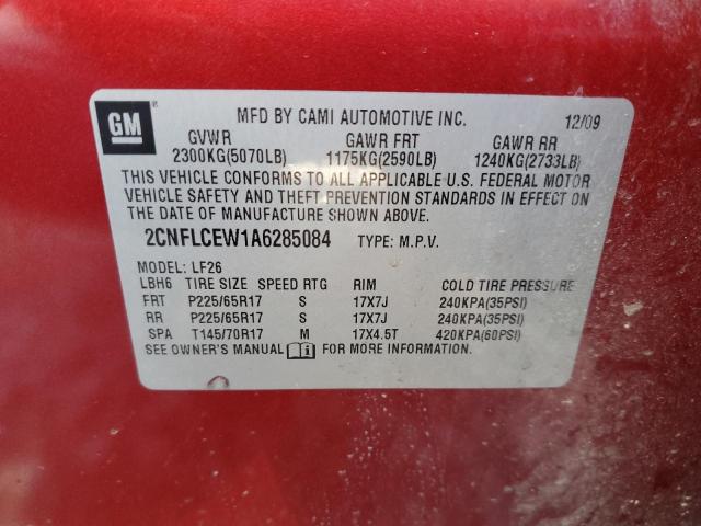 Photo 10 from auction – 2010 CHEVROLET EQUINOX LS with VIN 2CNFLCEW1A6285084