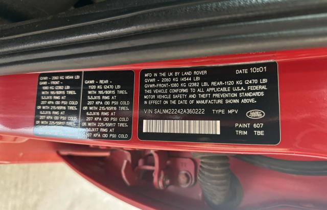 Photo 10 from auction – 2002 LAND ROVER FREELANDER with VIN SALNM22242A360222