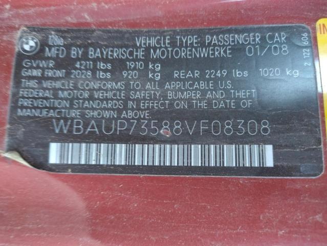 Photo 10 from auction – 2008 BMW 128 I with VIN WBAUP73588VF08308