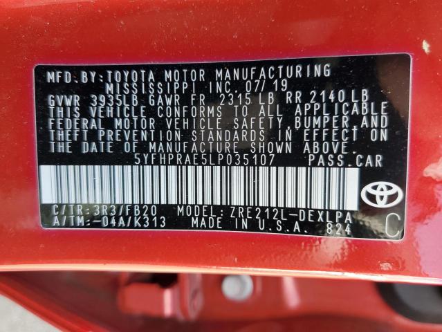 Photo 10 from auction – 2020 TOYOTA COROLLA LE with VIN 5YFHPRAE5LP035107