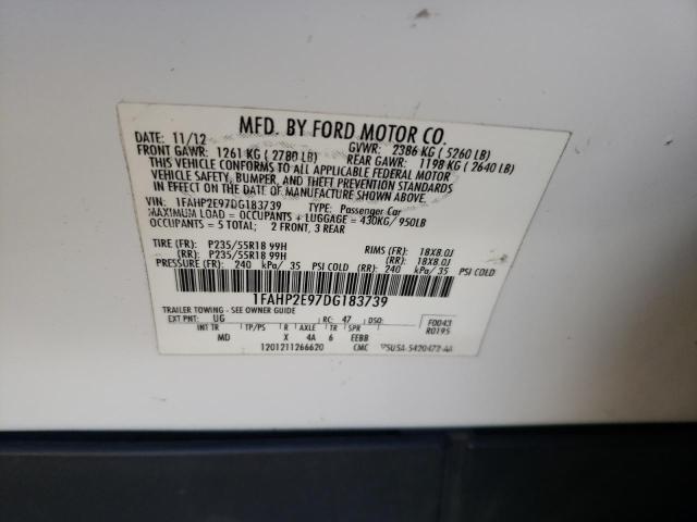 Photo 10 from auction – 2013 FORD TAURUS SEL with VIN 1FAHP2E97DG183739