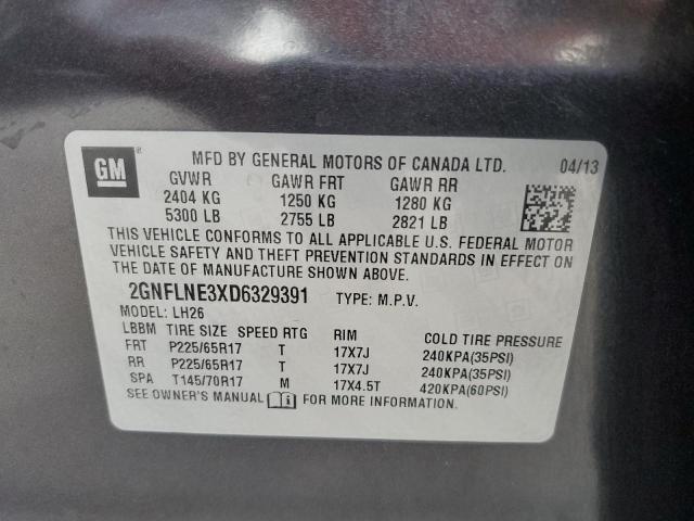 Photo 10 from auction – 2013 CHEVROLET EQUINOX LT with VIN 2GNFLNE3XD6329391