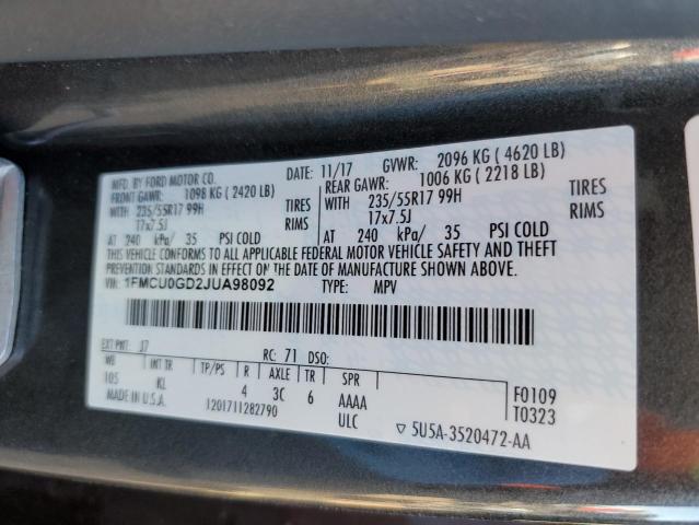 Photo 10 from auction – 2018 FORD ESCAPE SE with VIN 1FMCU0GD2JUA98092
