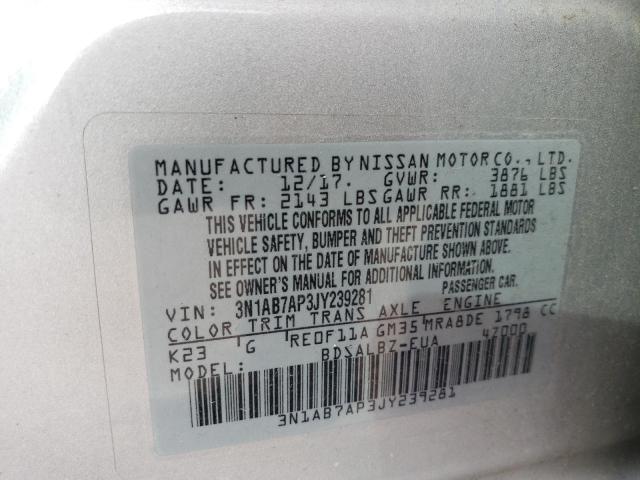 Photo 10 from auction – 2018 NISSAN SENTRA S with VIN 3N1AB7AP3JY239281