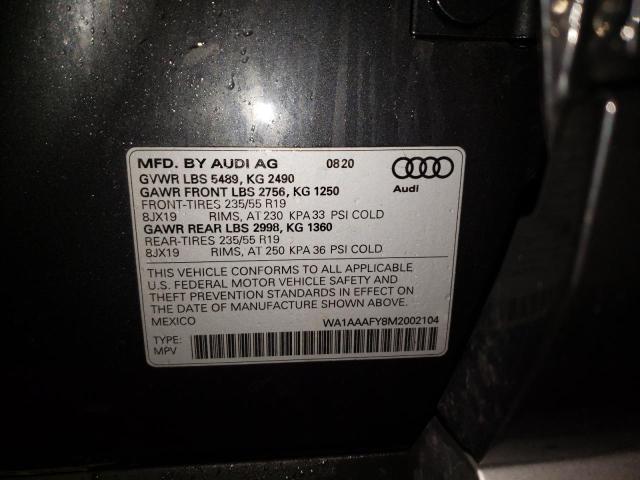 Photo 10 from auction – 2021 AUDI Q5 PREMIUM with VIN WA1AAAFY8M2002104