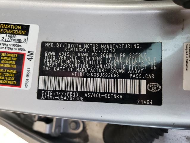 Photo 10 from auction – 2011 TOYOTA CAMRY BASE with VIN 4T1BF3EKXBU693685