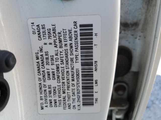 Photo 10 from auction – 2014 HONDA CIVIC LX with VIN 2HGFB2F57EH508201