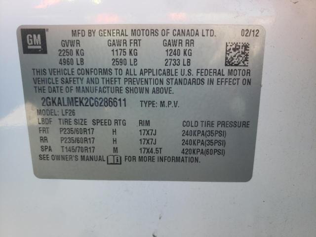 Photo 10 from auction – 2012 GMC TERRAIN SL with VIN 2GKALMEK2C6286611