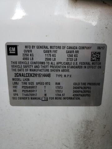 Photo 10 from auction – 2017 CHEVROLET EQUINOX LT with VIN 2GNALCEK2H1614448