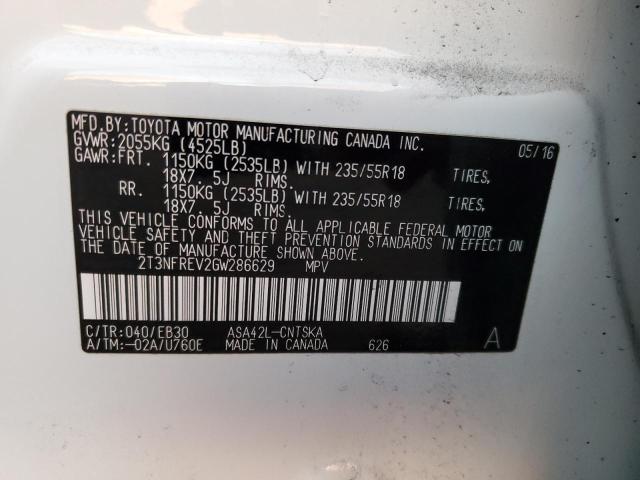 Photo 10 from auction – 2016 TOYOTA RAV4 SE with VIN 2T3NFREV2GW286629