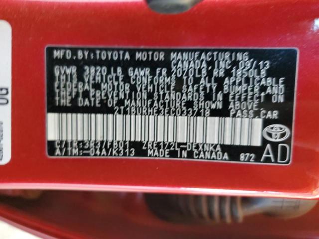 Photo 10 from auction – 2014 TOYOTA COROLLA L with VIN 2T1BURHE3EC033718