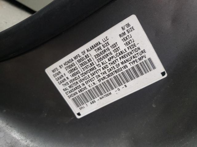 Photo 10 from auction – 2007 HONDA ODYSSEY LX with VIN 5FNRL38287B002189