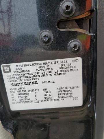 Photo 10 from auction – 2003 CHEVROLET AVALANCHE with VIN 3GNEC13T23G217873