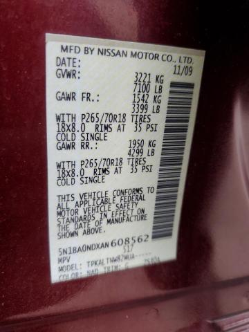 Photo 10 from auction – 2010 NISSAN ARMADA SE with VIN 5N1BA0NDXAN608562