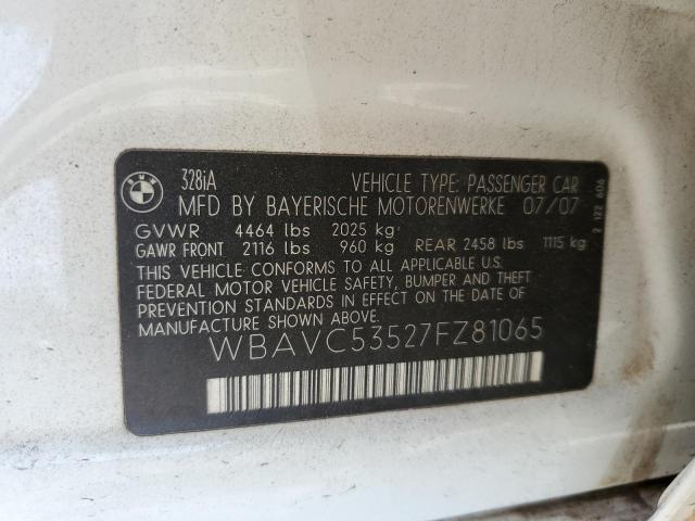 Photo 10 from auction – 2007 BMW 328 I SULE with VIN WBAVC53527FZ81065