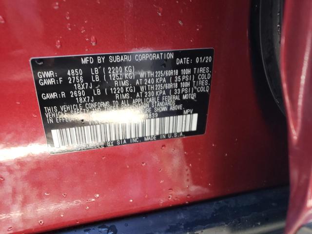 Photo 10 from auction – 2020 SUBARU OUTBACK LI with VIN 4S4BTANC1L3173839