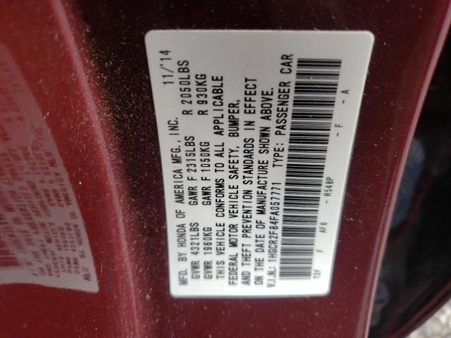 Photo 10 from auction – 2015 HONDA ACCORD EXL with VIN 1HGCR2F84FA057771