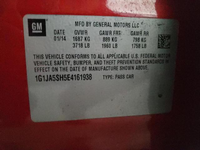 Photo 10 from auction – 2014 CHEVROLET SONIC LS with VIN 1G1JA5SH5E4161938