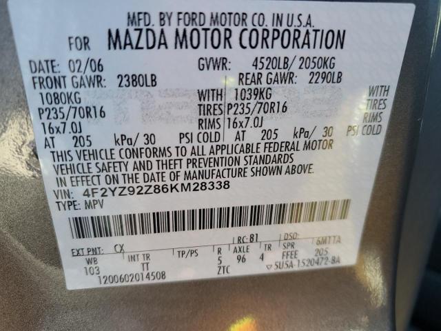 Photo 10 from auction – 2006 MAZDA TRIBUTE with VIN 4F2YZ92Z86KM28338