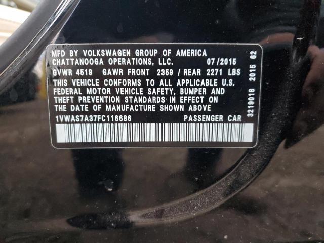 Photo 10 from auction – 2015 VOLKSWAGEN PASSAT S with VIN 1VWAS7A37FC116686