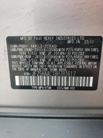 Photo 10 from auction – 2011 SUBARU FORESTER 2 with VIN JF2SHAAC1BH781617