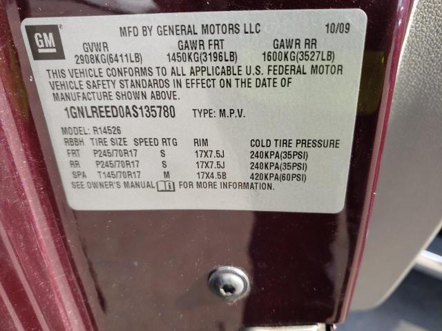 Photo 10 from auction – 2010 CHEVROLET TRAVERSE L with VIN 1GNLREED0AS135780