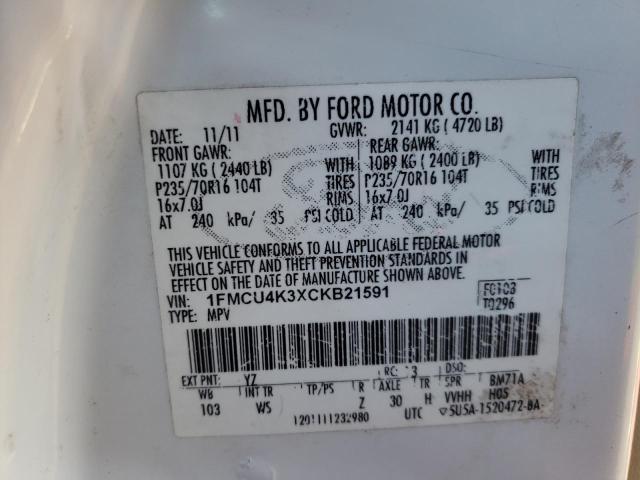 Photo 10 from auction – 2012 FORD ESCAPE HYB with VIN 1FMCU4K3XCB21591