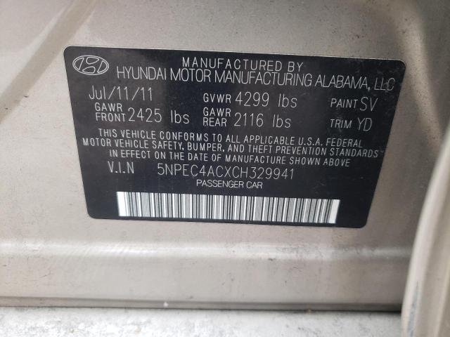 Photo 10 from auction – 2012 HYUNDAI SONATA SE with VIN 5NPEC4ACXCH329941