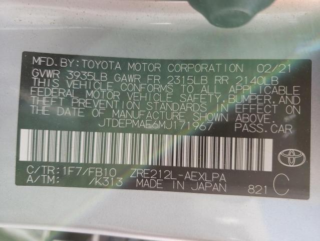 Photo 10 from auction – 2021 TOYOTA COROLLA LE with VIN JTDEPMAE6MJ171967