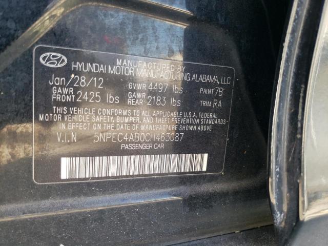 Photo 10 from auction – 2012 HYUNDAI SONATA SE with VIN 5NPEC4AB0CH463087