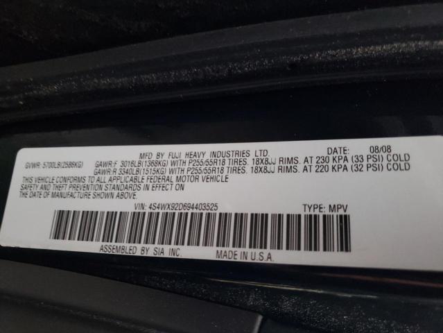 Photo 10 from auction – 2009 SUBARU TRIBECA LI with VIN 4S4WX92D694403525