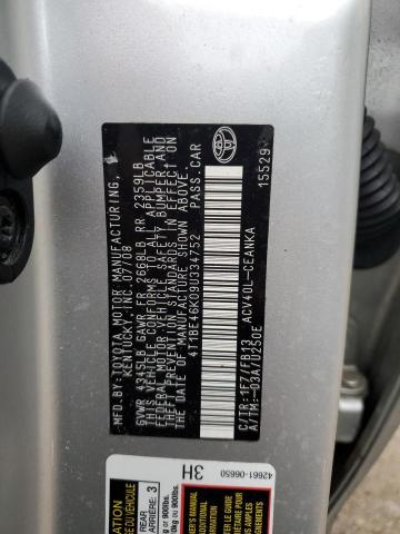 Photo 10 from auction – 2009 TOYOTA CAMRY BASE with VIN 4T1BE46K09U334752